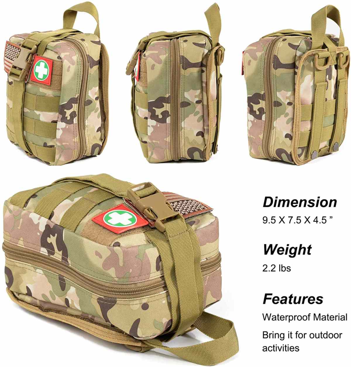 Camo Multi-Purpose First Aid Survival Gear kanggo Camping