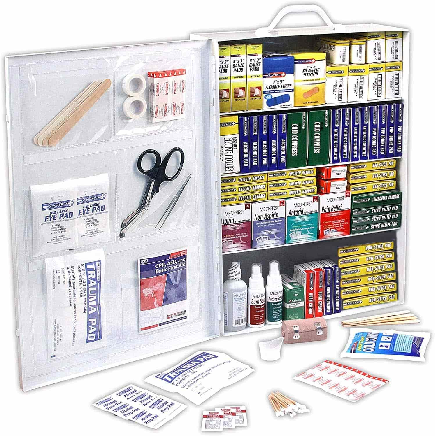 Wall Mountable 4 Shelf First Aid Kit Kabinet Isine 1100 Piece